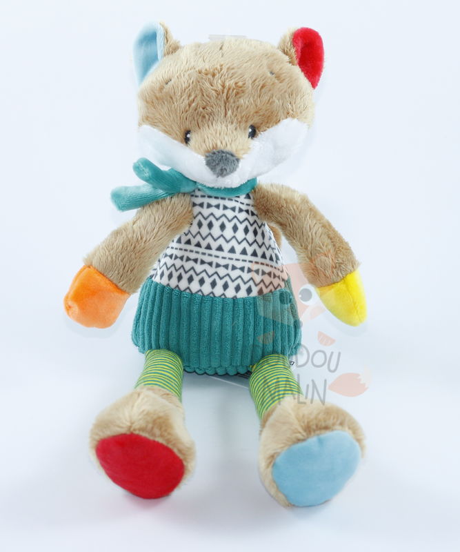  soft toy long legs fox green yellow brown 